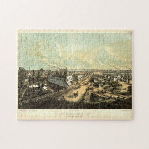 Vintage Pictorial Map of Oshkosh WI (1850) Puzzle