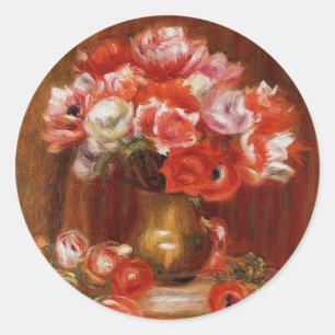Vintage Pierre-Auguste Renoir Anemonen Runder Aufkleber
