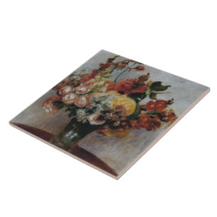 Vintage Pierre Auguste Renoir Blumen in einer Vase Fliese