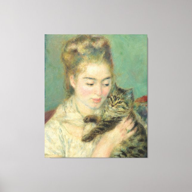 Vintage Pierre Auguste Renoir Frau mit Katze Leinwanddruck (Vorderseite)