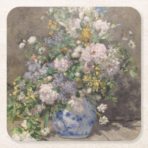 Vintage Pierre Auguste Renoir Frühlingsstrauß Rechteckiger Pappuntersetzer