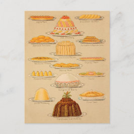 Vintage Pies und Puddings Kochgeschichte Postkarte
