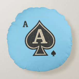 Vintage-Pik-Ass — abgenutztes Poker-Wappen Rundes Kissen