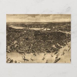 Vintage-Piktogrammkarte von Boston (1905) (2) Postkarte