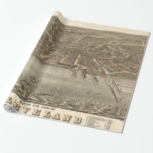 Vintage-Piktogrammkarte von Cleveland (1877) Geschenkpapier