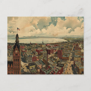 Vintage-Piktogrammkarte von Milwaukee WI (1898) Postkarte
