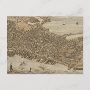 Vintage-Piktogrammkarte von Portland Maine (1876) Postkarte