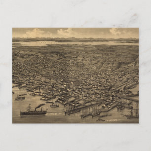Vintage-Piktogrammkarte von Seattle (1884) Postkarte