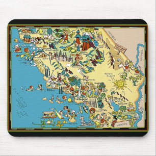 Vintage-Piktogrammkarte von Südkalifornien Mousepad