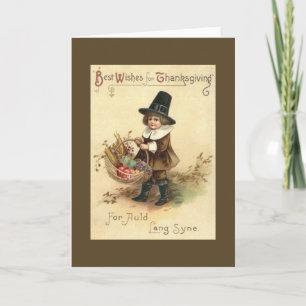 Vintage Pilgrim Erntedank Card Feiertagskarte