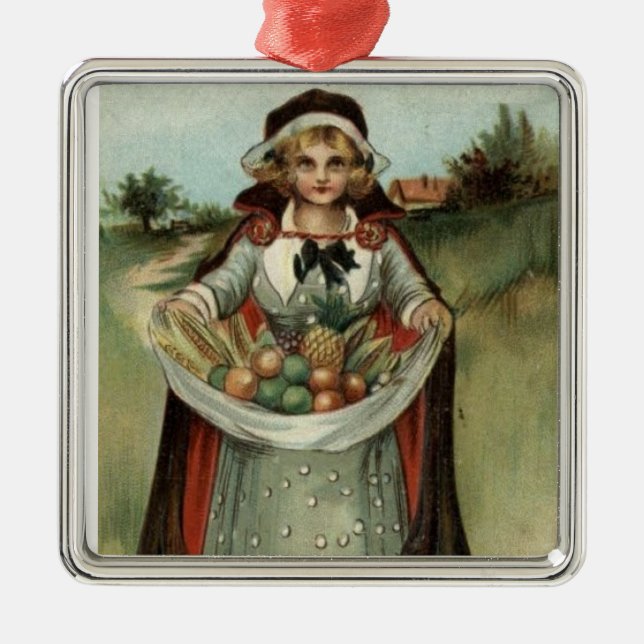 Vintage Pilgrim Lady Erntedank Holiday Ornament (Vorne)