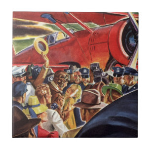 Vintage-Pilot eines einmotorigen Propellerflugzeug Fliese