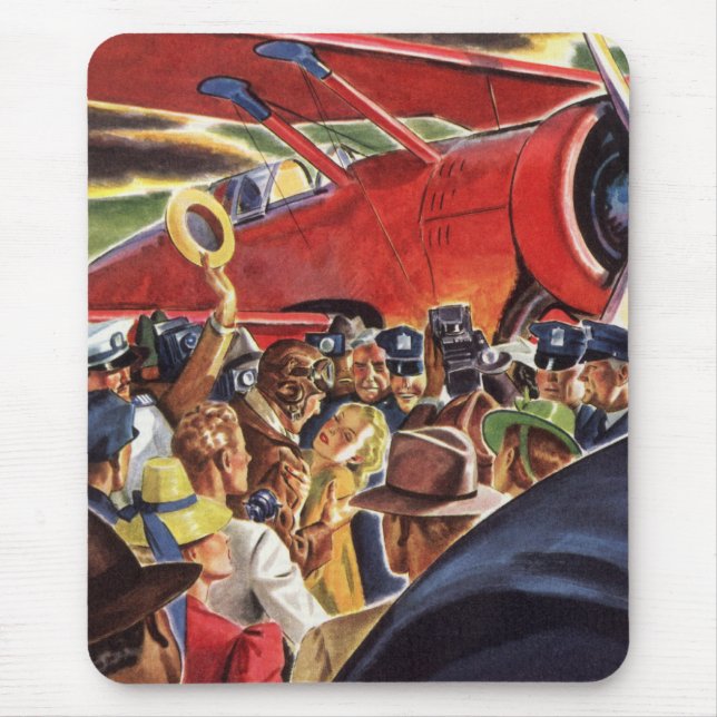 Vintage-Pilot eines einmotorigen Propellerflugzeug Mousepad (Vorne)