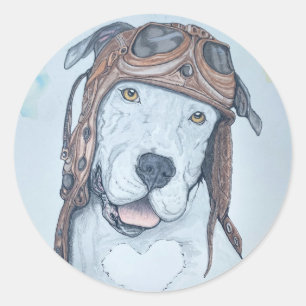 Vintage, Pilot, Piloten-Hund, runder Aufkleber
