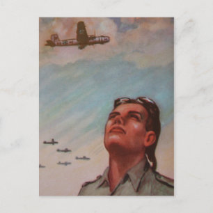 Vintage-Pilot-Postkarte Postkarte