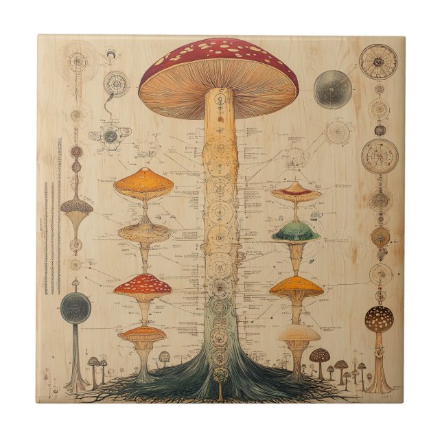 Vintage-Pilz-Botanik-Chart (11) Fliese (Vorderseite)