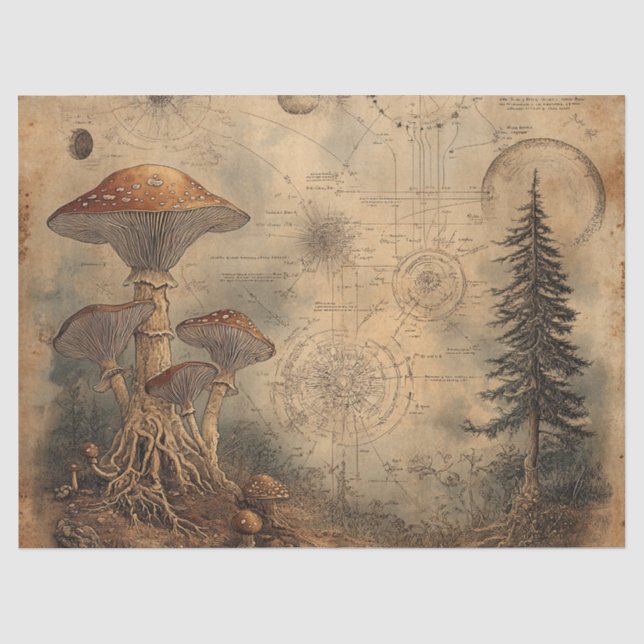 Vintage Pilz-Botanik-Chart (3) Seidenpapier (Vorderseite)