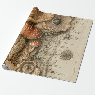 Vintage-Pilz-Botanikkarte (1) Geschenkpapier
