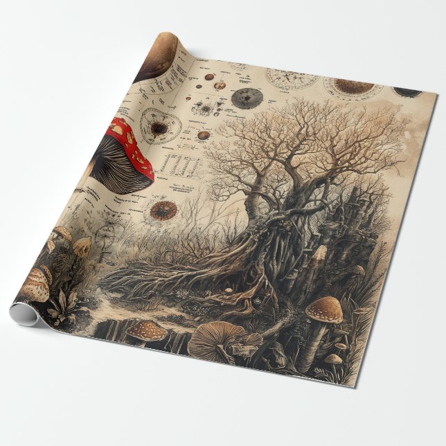 Vintage Pilz-Botanikkarte (4) Geschenkpapier (Ungerollt)