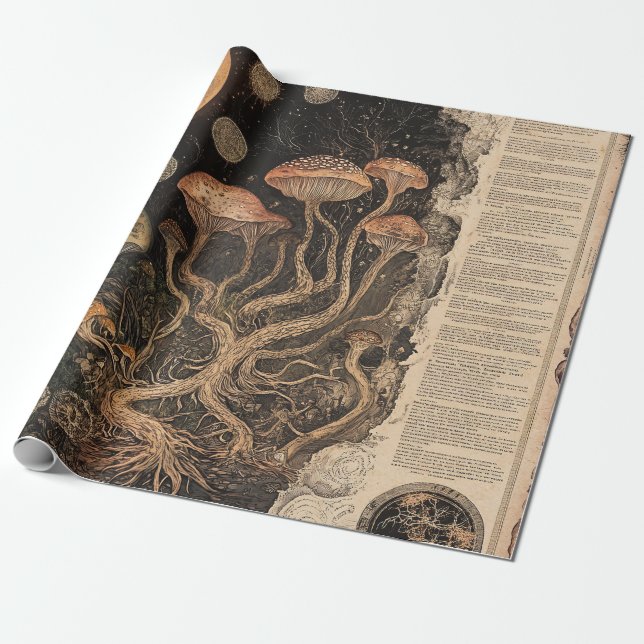 Vintage Pilz-Botanikkarte (7) Geschenkpapier (Ungerollt)