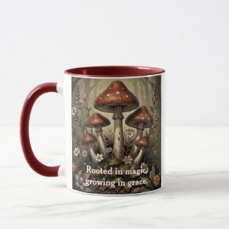 Vintage-Pilz-Rotkappen- und Wildblumen-Kunst Tasse