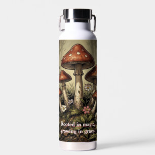 Vintage-Pilz-Rotkappen- und Wildblumen-Kunst Trinkflasche