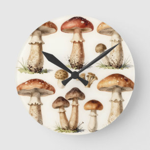 Vintage Pilz-Stachelschwamm-Botanische Pilze Runde Wanduhr