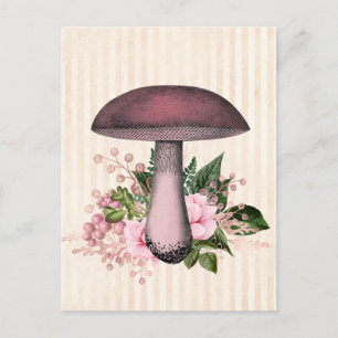 Vintage-Pilz- und Blumenkompilation Postkarte