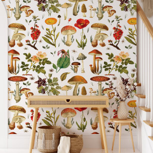 Vintage Pilz und Wildblume Tapete