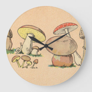 Vintage-Pilzdruck Große Wanduhr