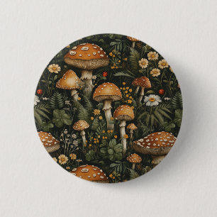 Vintage-Pilzgarten Nahtloses Muster Button