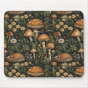Vintage-Pilzgarten Nahtloses Muster Mousepad