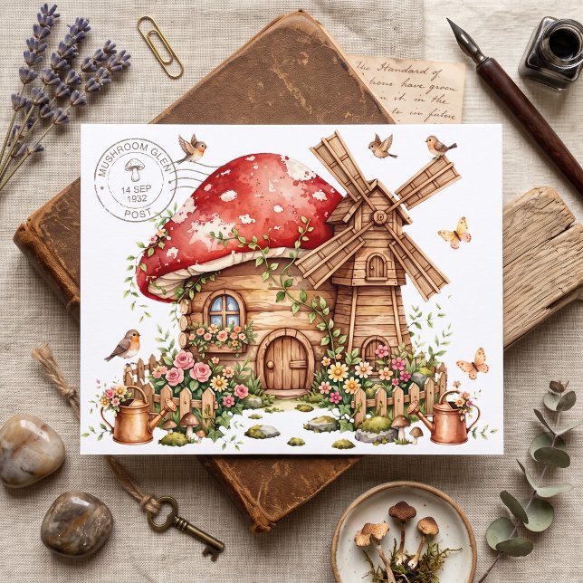 Vintage, Pilzhütte  Postkarte (Von Creator hochgeladen)