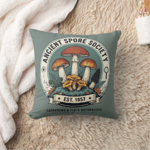 Vintage-Pilzsammler- und Mykologie-Club-Design Kissen
