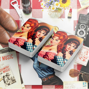 Vintage Pin-up-Bilder von Bauernmädchen Spielkarten