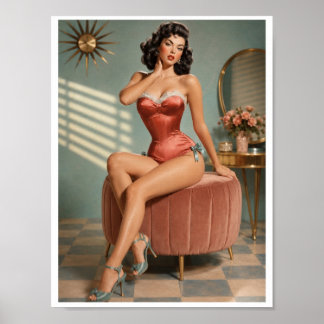 Vintage Pin-Up Glamour Kunstprint | Retro Boudoir Poster