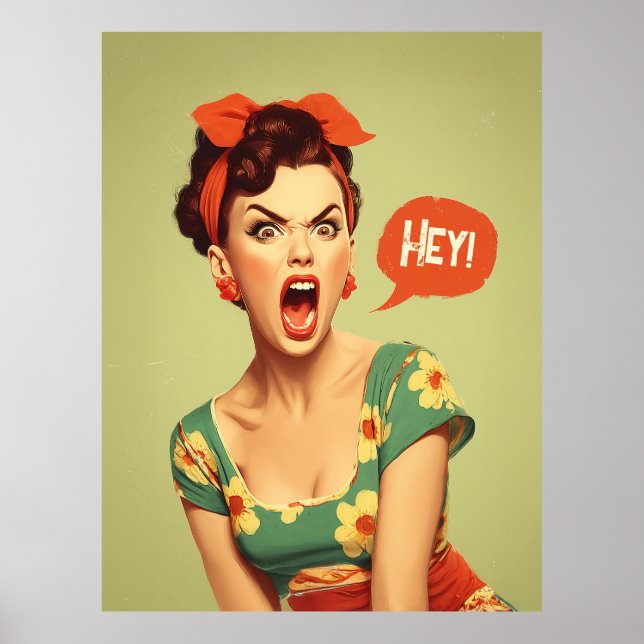 Vintage Pin-Up Power Shout Poster (Vorne)