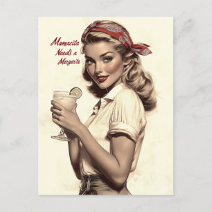 Vintage Pin-Up-Stil: Mamacita braucht eine Margari Postkarte