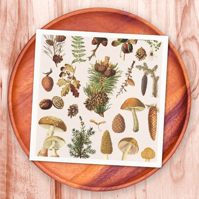 Vintage Pine Forest Treasures Muster Serviette (In situ)