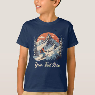 Vintage Pine Skifahren Orange Sunset Family T-Shirt