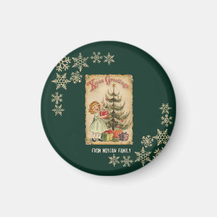 Vintage Pine Tree Little Girls präsentiert Schneef Magnet