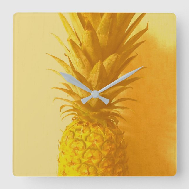 Vintage Pineapple - Kitchen Clock Quadratische Wanduhr (Vorderseite)