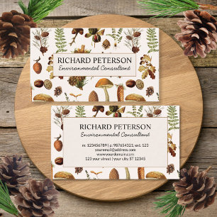 Vintage Pinecone, Blätter, Pilzfallen-Wald Visitenkarte
