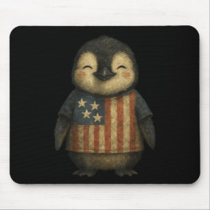 Vintage Pinguin American Flag feiert Unabhängigkei Mousepad