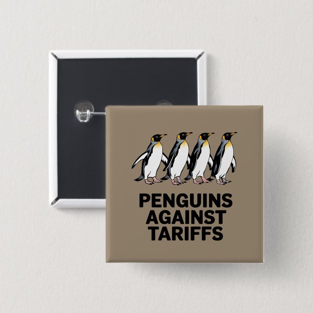 Vintage Pinguine protestieren gegen Zölle Button (Vorne & Hinten)