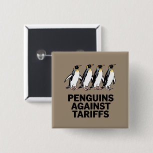 Vintage Pinguine protestieren gegen Zölle Lustig  Button