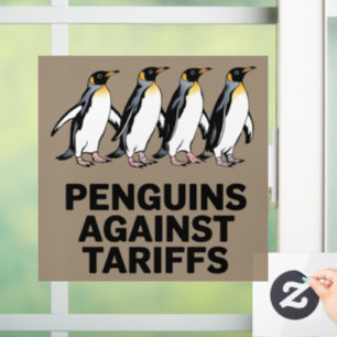 Vintage Pinguine protestieren gegen Zölle Lustig Fensteraufkleber