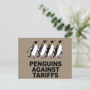 Vintage Pinguine protestieren gegen Zölle Postkarte