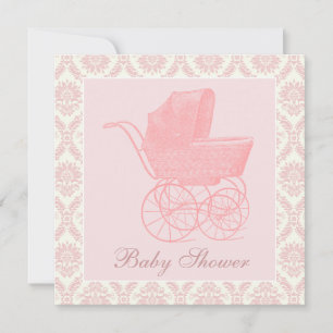 Vintage Pink Baby Carriage Baby Dusche Einladung