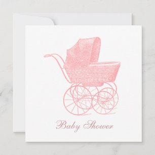 Vintage Pink Baby Carriage Baby Dusche Einladung